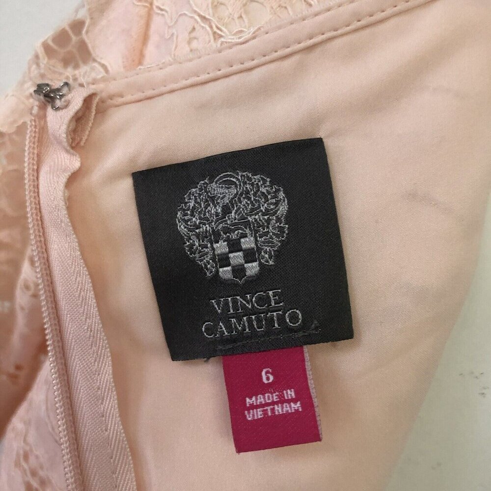 Vince Camuto Womens Sz 6 Lace Floral Flared Bell Sleeves Pink Peachy Shift Dress - Picture 4 of 12